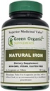 (Pack of 1) Green Organic Supplements' Iron, 2000mg Organic Iron Capsules, 90, Hand Made, Vegan, non-GMO, & Gluteenittomat luonnolliset rautakapselit