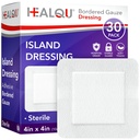 HEALQU Island pukeutuminen - 4"x4," 30 Count - Rajattu Sterile Yksittäin kääritty Gauze Pads, Water-Resistant, Non-Woven Backing - Pehmeä ja hengittävä Wound Dressing ensiapua ja lääketieteellistä