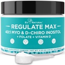 Säädä MAX Myo-Inositol & D-Chiro Inositol täydennysosa Powder for Women with Vitamiini D & Folate PCOS Nutritional Support, Hormonitasapaino & hedelmällisyys tuki, maku 60 tarjoilua