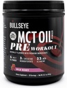 Bullseye MCT Oil Pre Treenout Supplement - Creatiini Monohydraatti, Medium Chain Triglyseridit, Beta Alanine, kofeiini, L-sitrulliini, lihasten kasvu, Focus, Endurance, Energy -20 Servings - Wild Berry