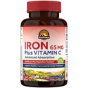 Vitalitown Iron Supplement for Women Miehet, Hign Potency 65mg Silitysrauta C-vitamiini 250 mg, vähemmän Järkevä, Parempi verenrakennus ja energiaparannus, Ei gluteenia, ei-GMO 60 Vegan rauta pillereitä