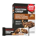 MUSASHI proteiini Crisp Bar, 20g proteiinia, 4g yhteensä sokeria, suklaata ja maapähkinää, Post Treout ja välipalaa Go, 12 pakkaus 2,1oz (60g) Bars