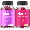 NutraChamps Complete Biotin Bundle hiuksille, iholle ja kynsille. Biotiini ja biotiini+