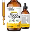 Wild & Organic Mood Support Supplement - Natural Liquid Drops for Positive Energy - Rauhallinen mielen täydentää naisten ja miesten - Non-Alcohol Ashwagandha & Rhodiola Roota Tincture for Good Mood - 4 oz