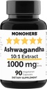 MONOHERB Ashwagandhauute 1000 mg - 90 kasvissyöjäkapselia