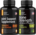 Luun ja nivelten linnoitus - Joint & Polven tuki täydentää, Bone Strength Lisäravinteet - Turmeerinen Glukosamiini Chondroitin MSM 800mg 60kpl ja kalsium Supplement 500mg 90kpl