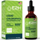 E2H Klorofyllin nestetippa - Natural Energy Booster, Immuunijärjestelmän tuki ja sisäinen deodorantti - Piparminttu maku - 2 Fl Oz