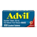 Advil Pain Reliever ja kuumeen reduktori, kipulääke Ibuprofeeni 200 mg päänsärkyyn, selkäkipuun, kuukautiskipuun ja nivelkipuun - 100 päällystettyä tablettia