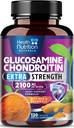 Glukosamiinikondroitiini 2100mg - 3X Strength Joint Support Supplement MSM, Glukosamiini Sulfate, Turmeric, Boswellia, Quercetin Cartilage, Joustavuus ja liikkuvuus, pullotettu Yhdysvalloissa, 120 kapselia