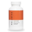 Gluta 500 purutablettia, joissa on glutationia, hyaluronihappoa, C-vitamiinia, biotiinia ja kollageenia.