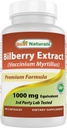 Best Naturals Mustikkauute 1000mg Kapseli (ei-GMO) tukee terve visio, 90
