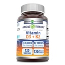 Hämmästyttävä Formula D3-vitamiini 5000 IU K2-vitamiinin kanssa 100 Mcg . 120 Kasviskapselin täydennysosa 