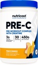 Nutricost Pre-C Pre-Workout Complex Creatine (Peach Mango ... 30 Servings) Jauhe - Boost Fintess Ruutines, 450g