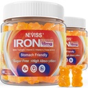 Vegan Iron Gummies täydentää C-vitamiinia, B12, Folaattia & Turmeeric - Energiaa & Immuuniterveys Gummy Iron Bisglysinaatti 18 mg Hellävarainen & ei-kosteuttava - naiset & miehet, 2 pakkaus