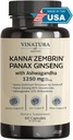 VINATURA Kanna Zembrin Sceletium Tortuosum - 50mg Kanna/Serving, Ashwagandha, Ginseng *Brain Health, Stress Relief Support* Panax Ginseng 80% Ginsenosidit Ashwagandha kapselit 10% Withanolides