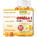SHIFAA NUTRITION Halal Omega 3 lapsille, joilla on DHA Gummies aivojen kehittämiseen, Heart & Immuuni tuki, kasvipohjaiset, ei-GMO, Algae-Baseed DHA, Gluteeniton & Liivate-Free Kids Omega 3 Gummies, 30 tarjoilua
