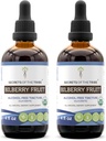 Heimomustikoiden alkoholiton nesteuute, USDA Organic Bilberry (Vaccinium Myrtillus) Kuivatut hedelmät Tincture Supplement (2x4 FL OZ)