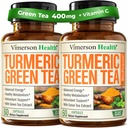 Turmeeric Curcumin Supplement with Green Tea Extract (ECGC) & Vitamiin C for Joint Health, Energy & Tulehdustasapaino - Organic Tumeric Curcumin with Black Pepper - Gluteeniton, ei-GMO. 2-pakkaus