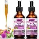 2 Pack Milk Thistle Liquid Drops - Maksan Cleanse Detox & Korjaus - 1000 mg Maito Thistle täydentää maksan tukea, Silymarin Liver Supplement for Liver Health, Vegan, ei-GMO, 4 Fl Oz