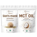 Micro Ingredients MCT Oil Powder with Prebiootti Fiber & Lions Mane Sieni Supplement Powder Bundle 2 Pack C8 MCT Oil for Coffee Creamer 