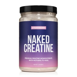 NAKED Creatiini - Mansikka maku Creatiini Monohydraatti - Real Mansikka Powder, Ei lisäaineita, Lihaskasvua, Vegaani, Ei-GMO, Gluteeniton, soijaton - 45 tarjoilua