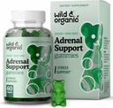 Wild & Organic lisämunuaisten tuki Gummies - puhdas lisämunuaisten tuki täydentää naisten ja miesten Ashwagandha Root & Rhodiola Rosea - 60 Pektiiniä