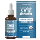 Organic L Methylfolate 7,5 mg Plus Methyl B12 Cofactor - Metabolically Active 5-MTHF Form, Superior Form of Folate - Organic Berry Flavor, Liquid Sublingual Form .