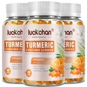 Turmeric Curcumin Gummy inkivääri & mustapippuri kasviperäisten täydentää-240 Count aikuisille ja lapsille, 2400 mg - Tumeric Gummy lisäravinteet Vegan, Luomu, Liivate-vapaa 3 pakkaus