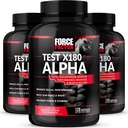 Force Factor Test X180 Alpha, Testosteronin Booster miehille, Testosteronin lisä L-sitrulliini auttaa rakentaa lihas ja voimakkuus, Boost typpioksidi suorituskykyä, 120 Count (Pakkaus 3)