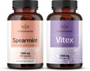 HERBAMAMA Spearmint ja Vitex Kit - Bundle of 1000 mg Spearmint Leaf & Vitex Chasteberry Kapselit - Vegaani, ei-GMO, Liivate - 2 pakkaus
