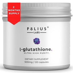 Ultra High Strength L-Glutatione 98% Supplement Glowing Skin - Kollageeni täydentää naisille ja miehille - 500 mg tiivistetty Formula, alennettu glutationi täydentää - 120 kapselia