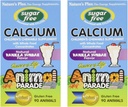 NaturesPlus Animal Parade Sokeriton lasten kalsium, Vanilla Sundae Flavor - 90 purutablettia, pakkaus 2 - Magnesiumia luun terveyteen - Gluteeniton - 90 tarjoilua