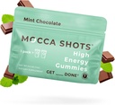 SGC Korkein pitoisuus 100mg kofeiini per Gummy, 2 Gummies per Pack, 12-pack Mocca Shots Mint Chocolate Plant-Based nootropical Instant Energy Ginkgo biloba, Theobromiini.