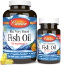 Carlson - Erittäin Finest Fish Oil, 700 mg Omega-3s, Norwegian Fish Oil Supplement, Wild Caught Omega-3 Fish Oil, kestävästi Lähdetty Fish Oil Kapselit, Omega-3 täydennysosa, Orange, 120 +30 Softgels
