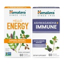 Himalaya Hei Energia Ashwagandha lisämunuaisten tukea & Päivittäinen energia ja & Ashwagandha +Immuuni C-vitamiinin aktiivinen immuuni tukea, 60 kapselia Jokainen - Bundle