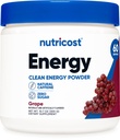 Nutricost Energy Drink Powder (Grape) (60 Servings) - Pre workout täydentää luonnon makuja - ei-GMO, Gluteeniton