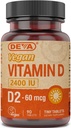 DEVA-vegan D2-vitamiini 60 mikrog 2400 IU, ergokalsiferolilisä, jossa ei ole eläinperäisiä ainesosia, 90 tablettia, 1-pakkaus
