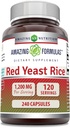 Hämmästyttävä Formula Red Yeast Rice 1200mg Per tarjoilu 240 kapselia Supplement ...