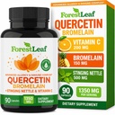 ForestLeaf Quercetin ja bromelaiini 1350 mg - Blend with Vitamiini C & Sting Nettle Supplement, Quercetin 500 mg kapselit, ei-GMO-gluteeniton, luonnollinen immuuni ja hengitysteiden toiminto, 90 kasviskapselit