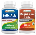 Best Naturals Foolihappo 1000 mikrog ja magnesiumoksidi 500 mg