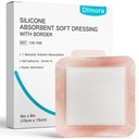 Dimora Silicone Super Absorbentti Haavapuvut - Gentle liimakasetit Ultrasorb Polymer, Heavy Exudate Haavahoitotyynyt 6"X 6" 10 pakkausta