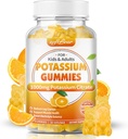 softbear Kaliumsitraatti 1000 mg, sokeriton kalium Gummies aikuisille Tuki Jalkakramps & lihasten terveys Korkea teho Kalium täydentää Gummies Orange Flavor 60 Count